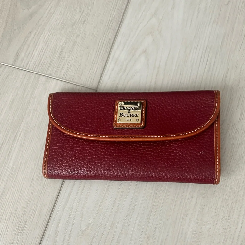 Dooney & Bourke Red Leather Shoulder Bag with Tassel and Wallet
